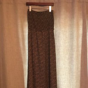 Leopard print strapless, maxi dress